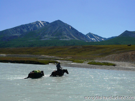 horse trek west mongolia river