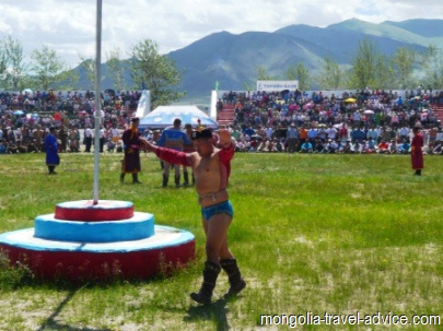 images of Mongolia: a wrestler at Naadam