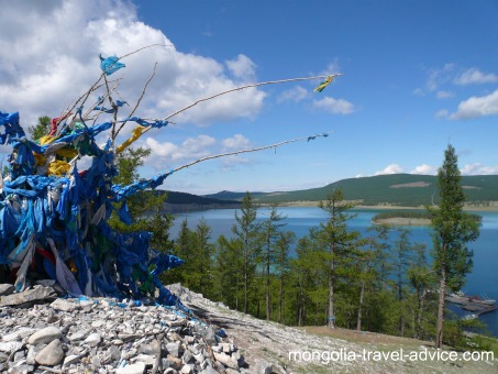 Mongolian ovoo over Lake Khovsgol